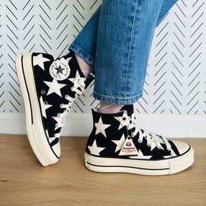 ⭐Converse Chuck Taylor All Star Lift Platform Hi Large Stars 7.5 Shoes A09903C⭐